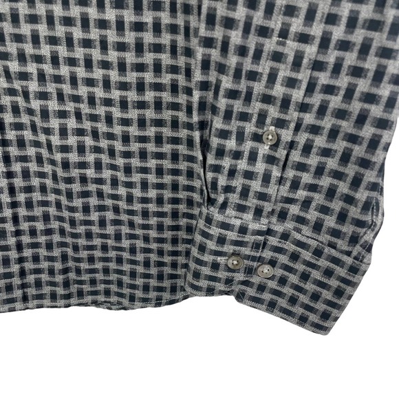 Bugatchi Grey Black Printed Long Sleeve Button Down Shirt Mens Medium - Picture 3 of 5